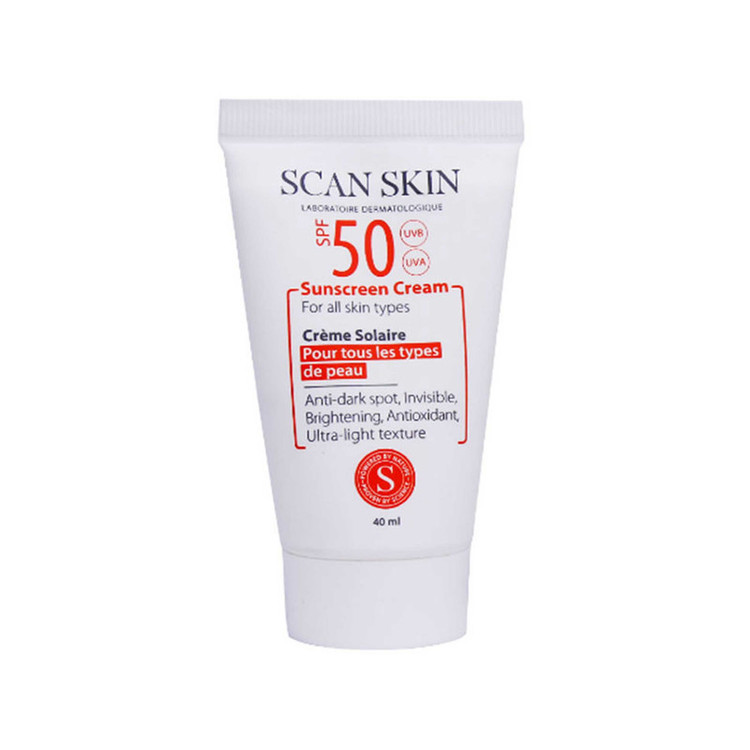 کرم ضدآفتاب و ضدلک بیرنگ اسکن اسکین مدل SPF50 مناسب انواع پوست، حجم 40 میلیلیتر