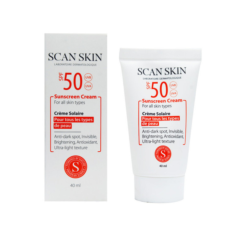 کرم ضدآفتاب و ضدلک بیرنگ اسکن اسکین مدل SPF50 مناسب انواع پوست، حجم 40 میلیلیتر