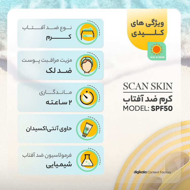کرم ضدآفتاب و ضدلک بیرنگ اسکن اسکین مدل SPF50 مناسب انواع پوست، حجم 40 میلیلیتر