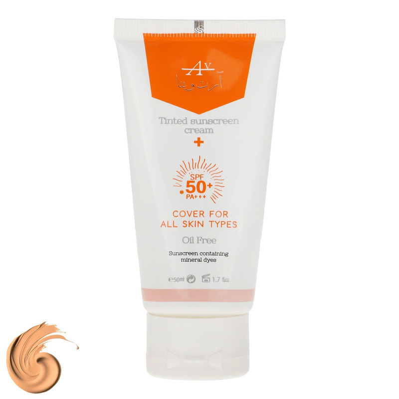 کرم ضد آفتاب رنگی آرت وینا SPF 50 مدل 2 محافظ PA+++ ،UVA ،UVB مناسب انواع پوست حجم 50 میلی‌لیتر