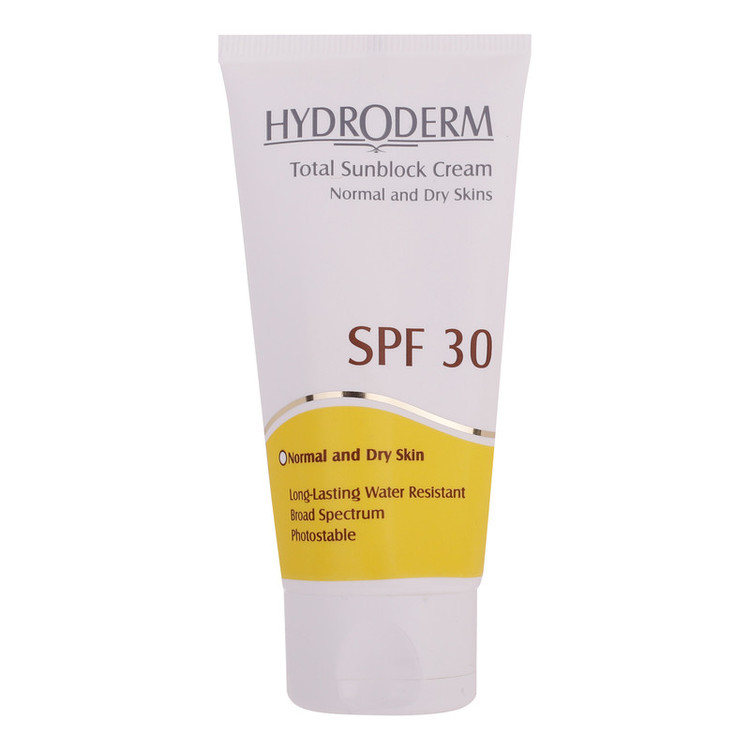 کرم ضدآفتاب بیرنگ هیدرودرم SPF30، مناسب پوستهای نرمال و خشک، حجم 50 میلیلیتر