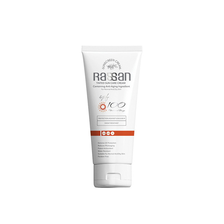 کرم ضد آفتاب رنگی صورت، گردن راسن SPF 100 مدل رنگی محافظ در برابر UVA مناسب برای معمولی حجم 40 میلیلیتر