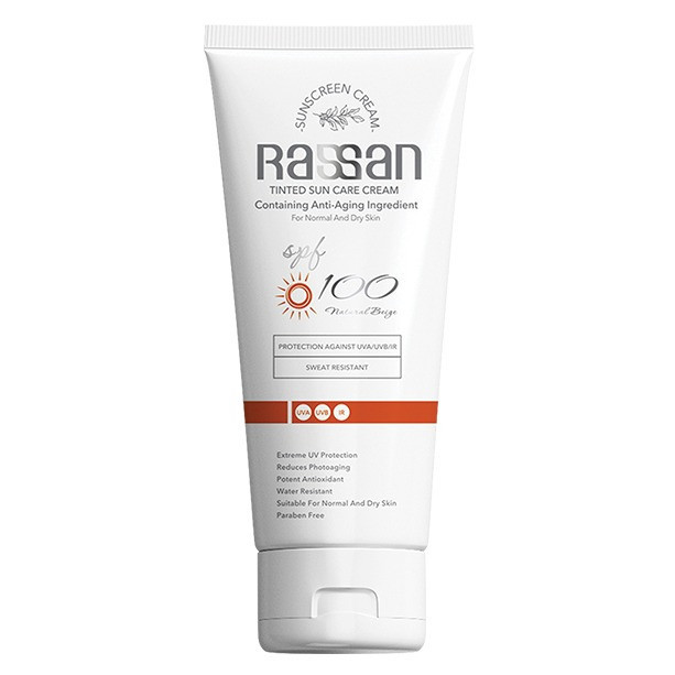 کرم ضد آفتاب رنگی صورت، گردن راسن SPF 100 مدل رنگی محافظ در برابر UVA مناسب برای معمولی حجم 40 میلیلیتر