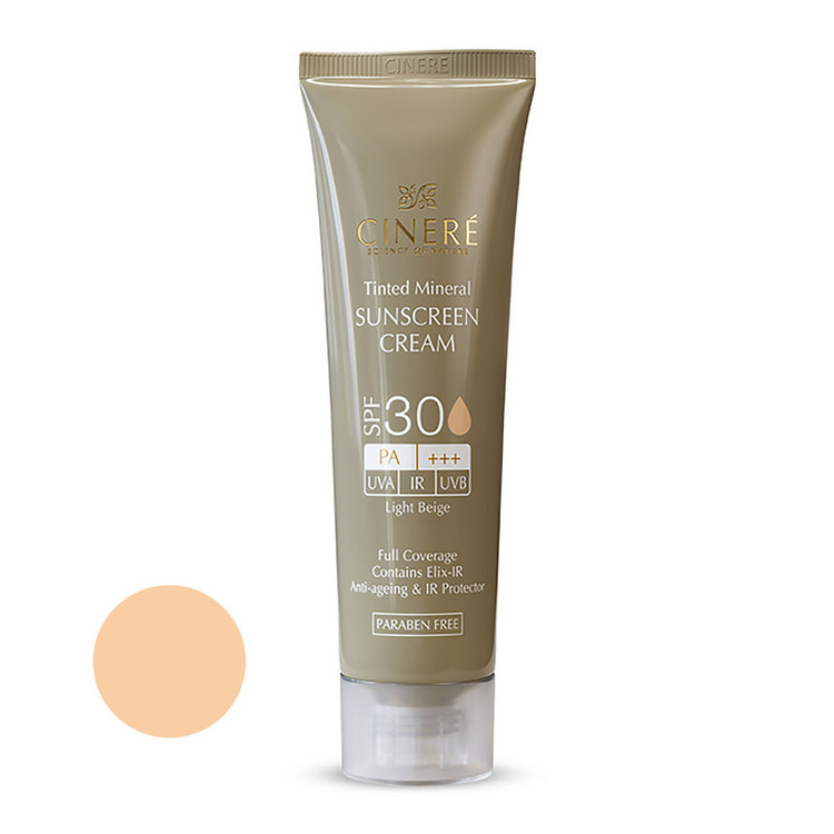 کرم ضدآفتاب رنگی سینره مدل SPF30 مناسب انواع پوست، حجم 50 میلیلیتر