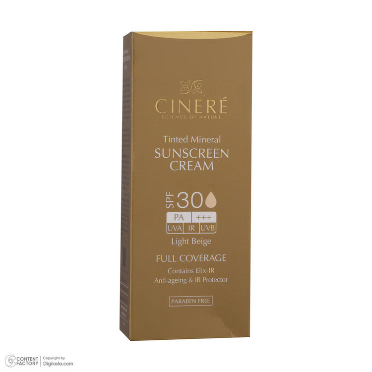 کرم ضدآفتاب رنگی سینره مدل SPF30 مناسب انواع پوست، حجم 50 میلیلیتر