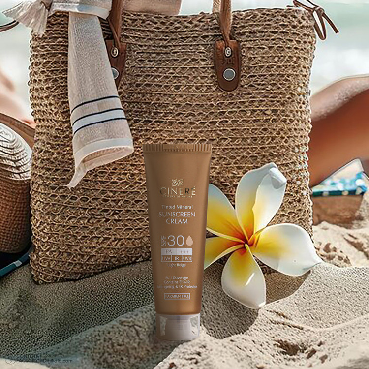 کرم ضدآفتاب رنگی سینره مدل SPF30 مناسب انواع پوست، حجم 50 میلیلیتر