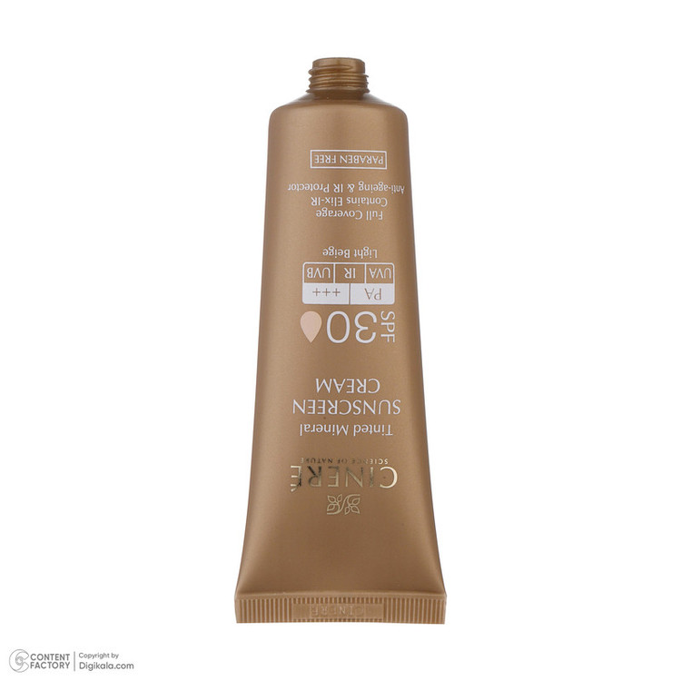 کرم ضدآفتاب رنگی سینره مدل SPF30 مناسب انواع پوست، حجم 50 میلیلیتر