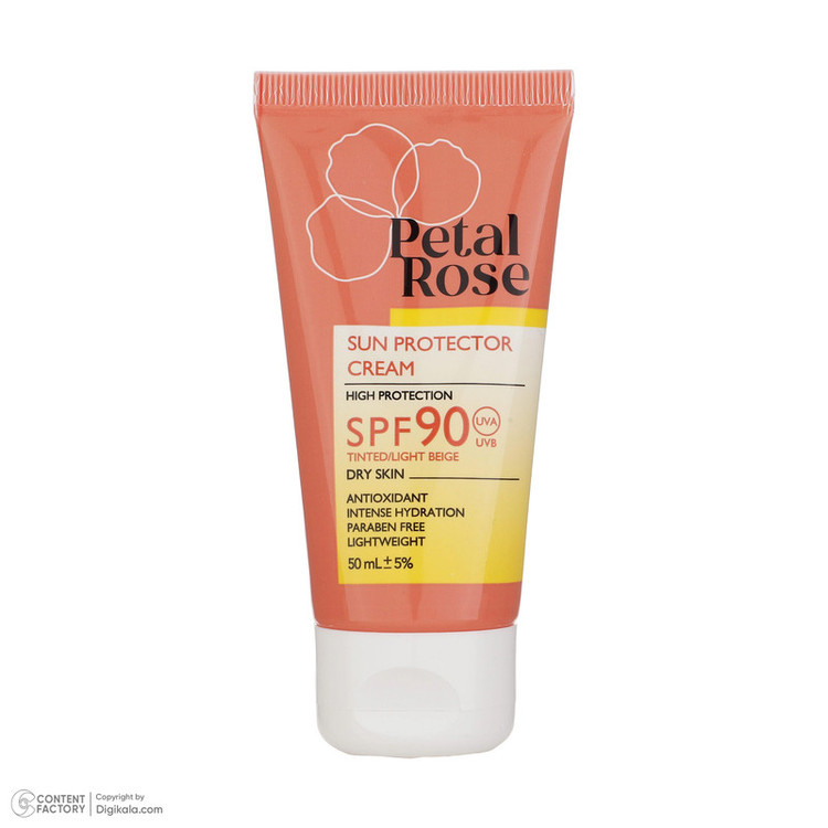 کرم ضد آفتاب رنگی پتال رز SPF 90 مدل 01 مناسب پوست خشک حجم 50 میلیلیتر