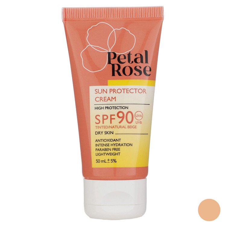 کرم ضد آفتاب رنگی پتال رز SPF 90 مدل 01 مناسب پوست خشک حجم 50 میلیلیتر