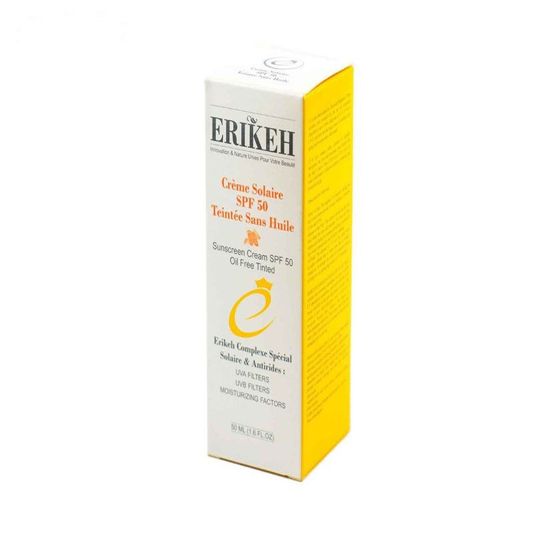 کرم ضدآفتاب رنگی اریکه مدل SPF50، مناسب پوستهای چرب، حجم 50 میلیلیتر