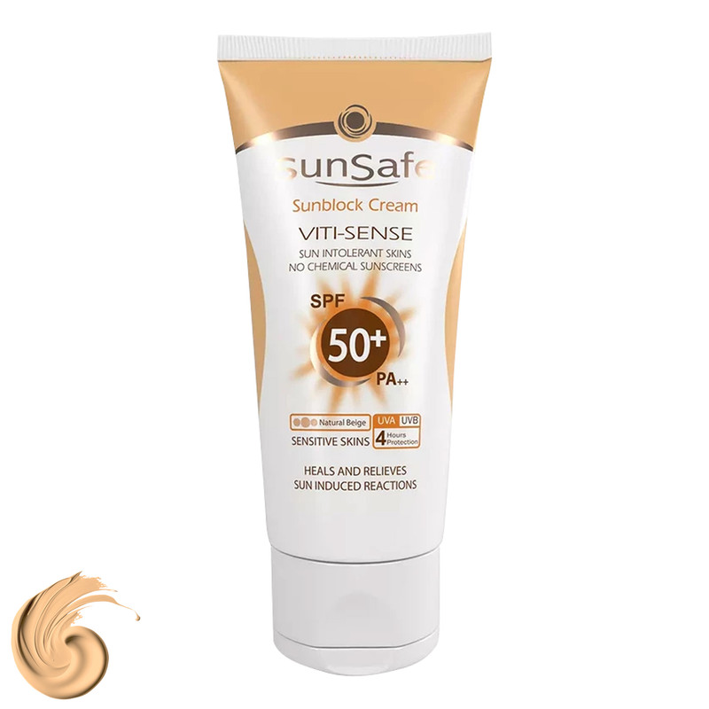 کرم ضدآفتاب رنگی سان‌سیف SPF50 مدل Viti-Sense، مناسب پوست‌های حساس، حجم 50 میلی‌لیتر