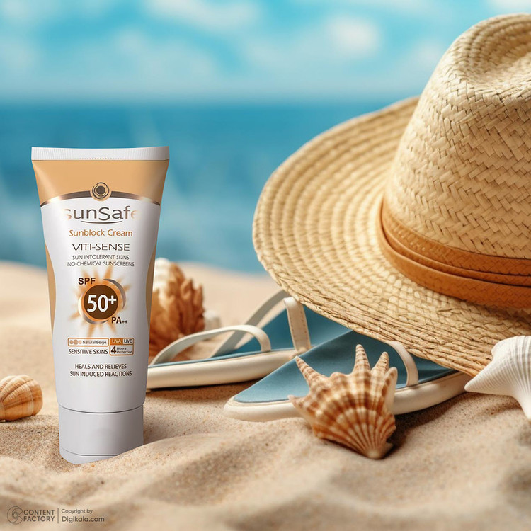 کرم ضدآفتاب رنگی سانسیف SPF50 مدل Viti-Sense، مناسب پوستهای حساس، حجم 50 میلیلیتر