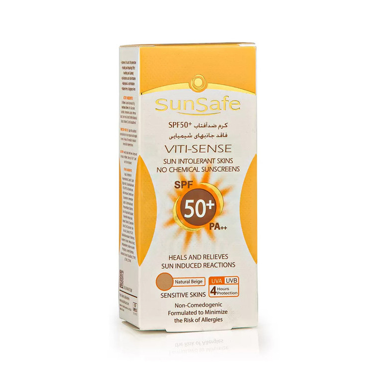 کرم ضدآفتاب رنگی سانسیف SPF50 مدل Viti-Sense، مناسب پوستهای حساس، حجم 50 میلیلیتر