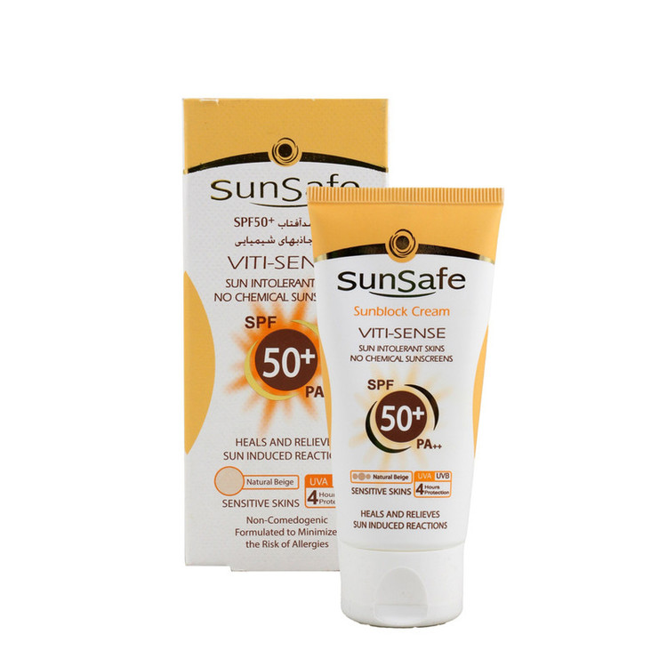 کرم ضدآفتاب رنگی سانسیف SPF50 مدل Viti-Sense، مناسب پوستهای حساس، حجم 50 میلیلیتر