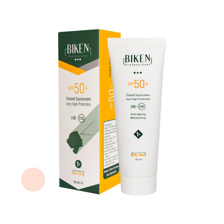 کرم ضدآفتاب رنگی بیکن +SPF50 شماره +1، مناسب پوستهای چرب، حجم 50 میلیلیتر