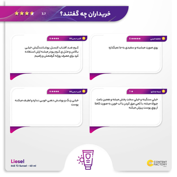 کرم ضد آفتاب رنگی لایسل SPF50 مدل 445 T2 Sunsel مناسب پوست های مختلط حجم 40 میلی لیتر