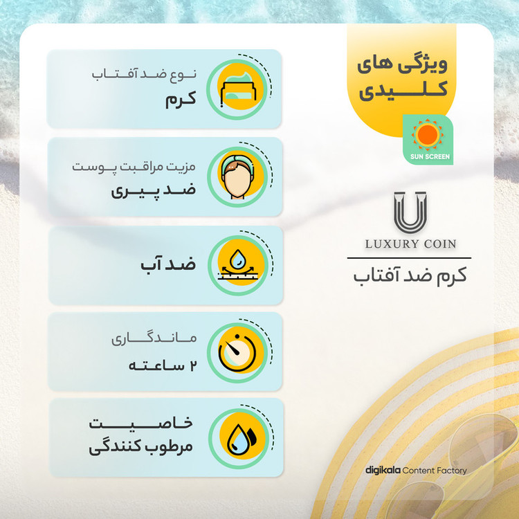 کرم ضدآفتاب بدون رنگ لاکچری کوین SPF50 مدل 001 مناسب انواع پوست، حجم 50 میلیلیتر