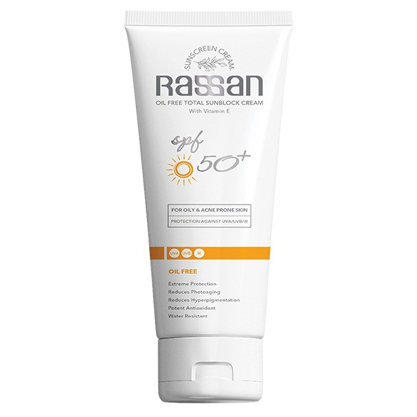 کرم ضد آفتاب بیرنگ صورت راسن SPF 50 مدل ویتامین E محافظ در برابر UVA/UVB مناسب برای پوست چرب حجم 40 میلیلیتر