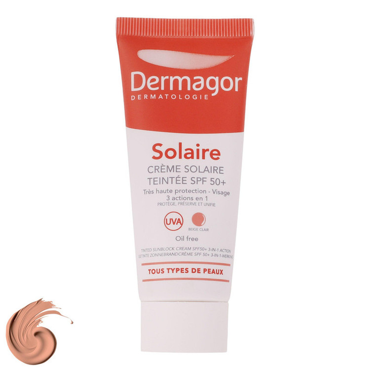 کرم ضدآفتاب رنگی درماگور SPF50 مدل 3 در 1، مناسب پوستهای مختلط، حجم 40 میلیلیتر