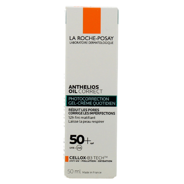 کرم ضد آفتاب بدون رنگ لاروش پوزای SPF 50 مدل ANTHELIOS OIL CORRECT مناسب پوستهای چرب و مختلط حجم 50 میلیلیتر