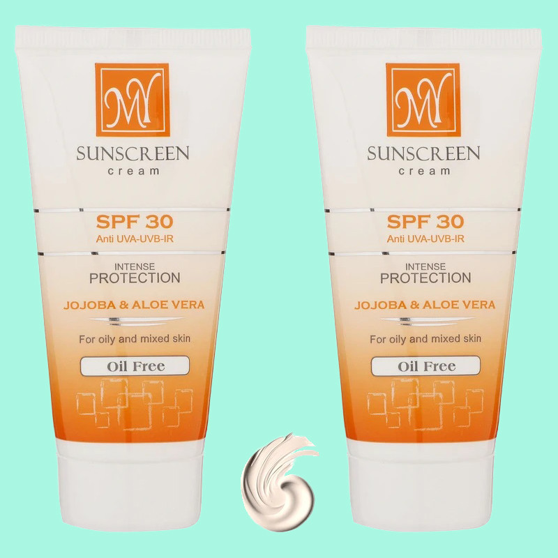 کرم ضد آفتاب بی رنگ صورت، بدن و گردن  مای SPF 30 مدل Intense Protection ‌محافظ در برابر اشعه UVA و UVB مناسب برای پوستهای چرب و مختلط حجم 50 میلی‌لیتر مجموعه دو عددی