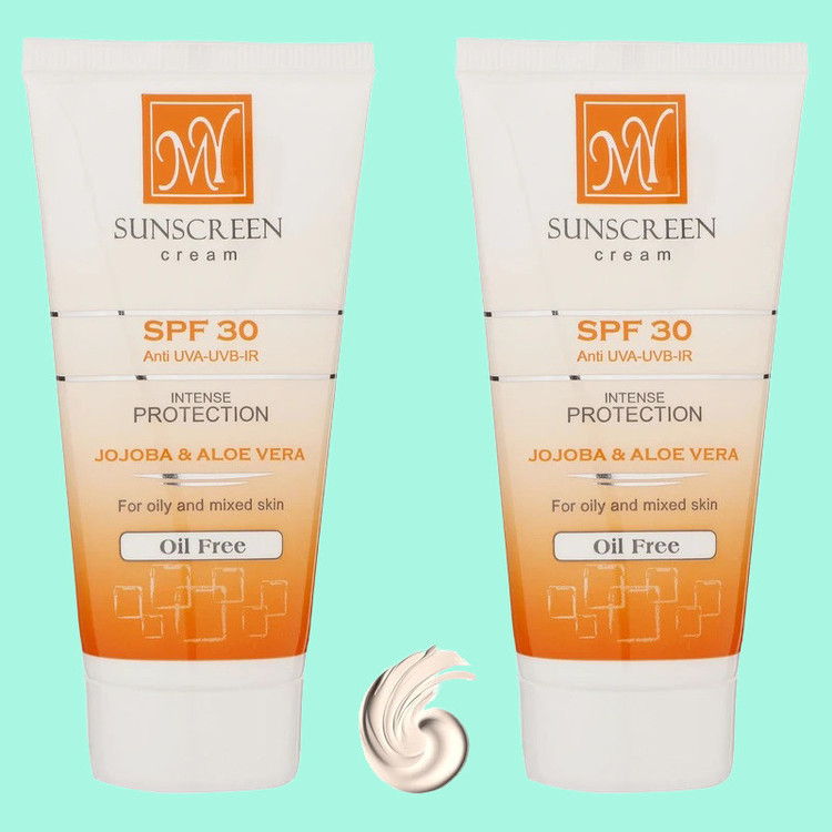 کرم ضد آفتاب بی رنگ صورت، بدن و گردن مای SPF 30 مدل Intense Protection محافظ در برابر اشعه UVA و UVB مناسب برای پوستهای چرب و مختلط حجم 50 میلیلیتر مجموعه دو عددی