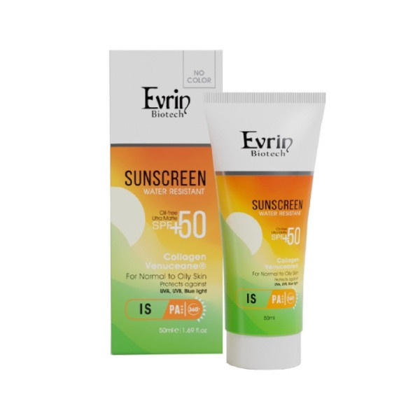 کرم ضد آفتاب بدون رنگ اورین بیوتک SPF 50 مدل Colaagen مناسب پوستهای چرب و معمولی حجم 50 میلیلیتر