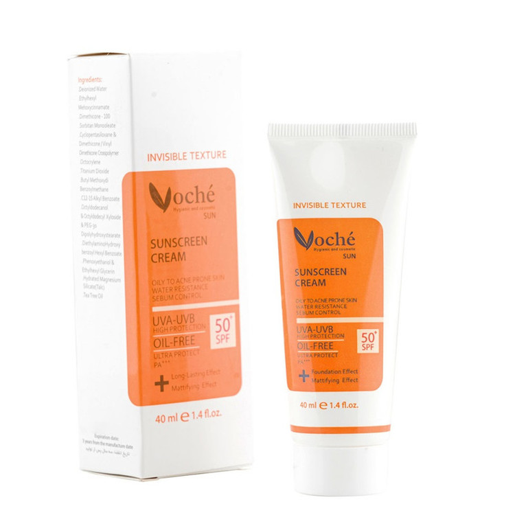کرم ضد آفتاب بدون رنگ وچه SPF 50 مدل OTA مناسب پوستهای چرب و مستعد آکنه حجم 40 میلیلیتر