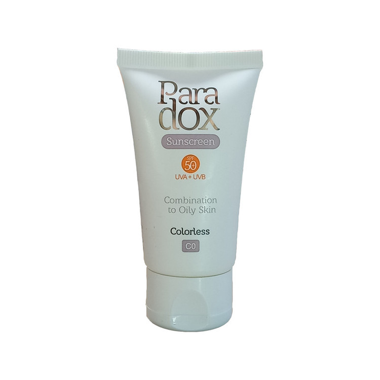 کرم ضد آفتاب بدون رنگ پارادوکس SPF 50 مدل 01 مناسب پوستهای مختلط و چرب حجم 40 میلیلیتر