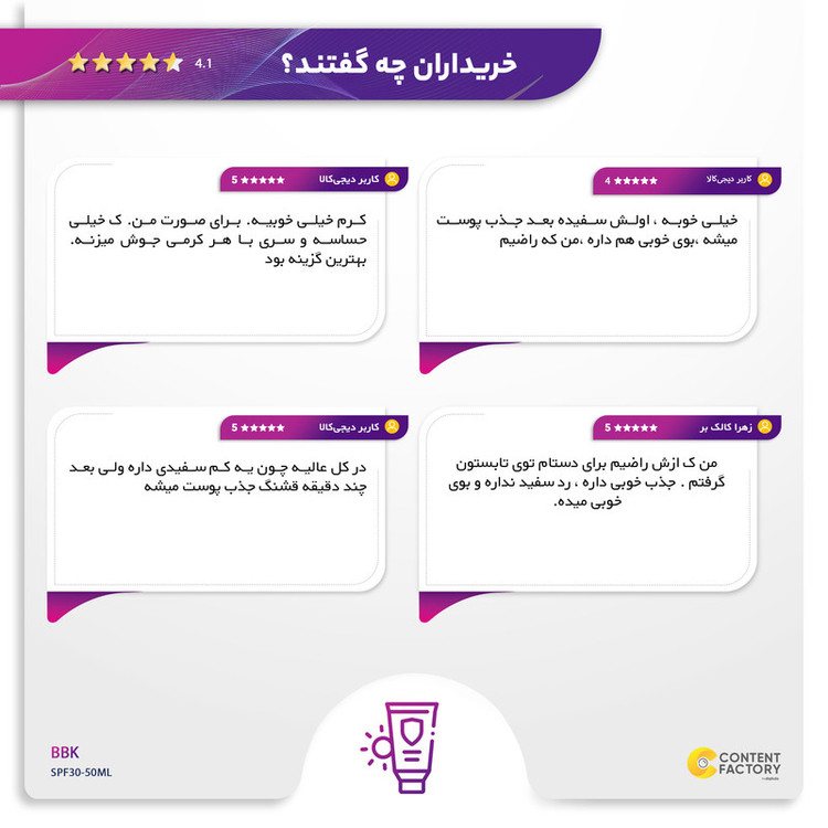 کرم ضد آفتاب بی رنگ ببک مدل SPF30 مناسب انواع پوست حجم 50 میلی لیتر