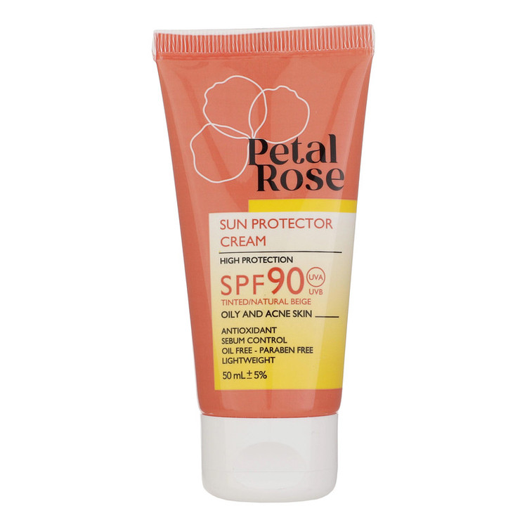 کرم ضد آفتاب رنگی پتال رز SPF 90 مدل 01 مناسب پوستهای چرب حجم 50 میلیلیتر
