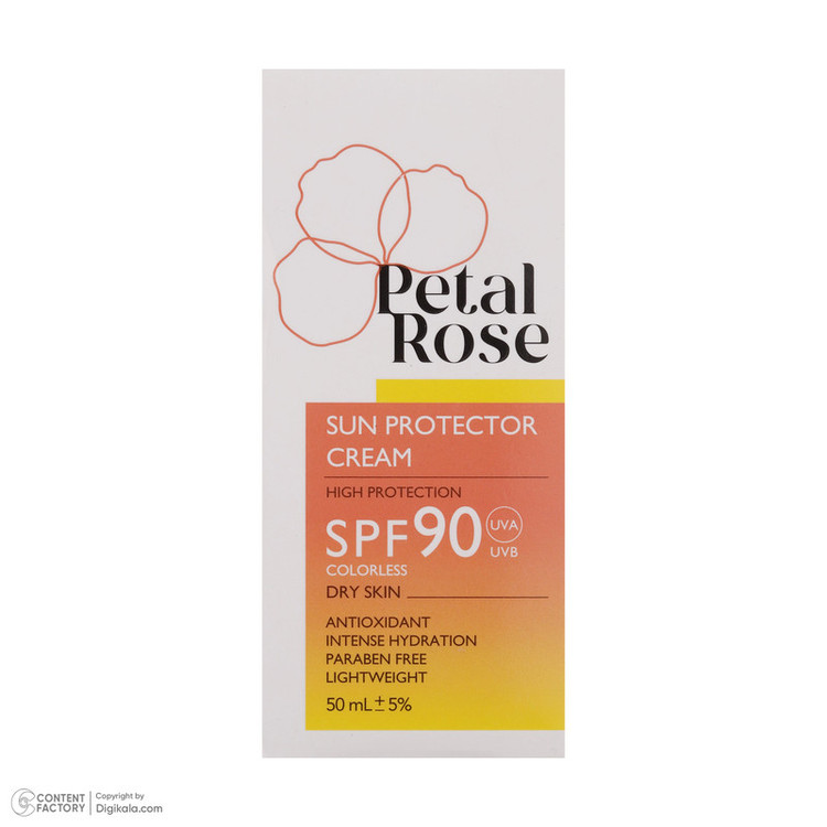 ضدآفتاب بیرنگ SPF90 پتال رز مدل High Protection مناسب پوست خشک، حجم 50 میلیلیتر