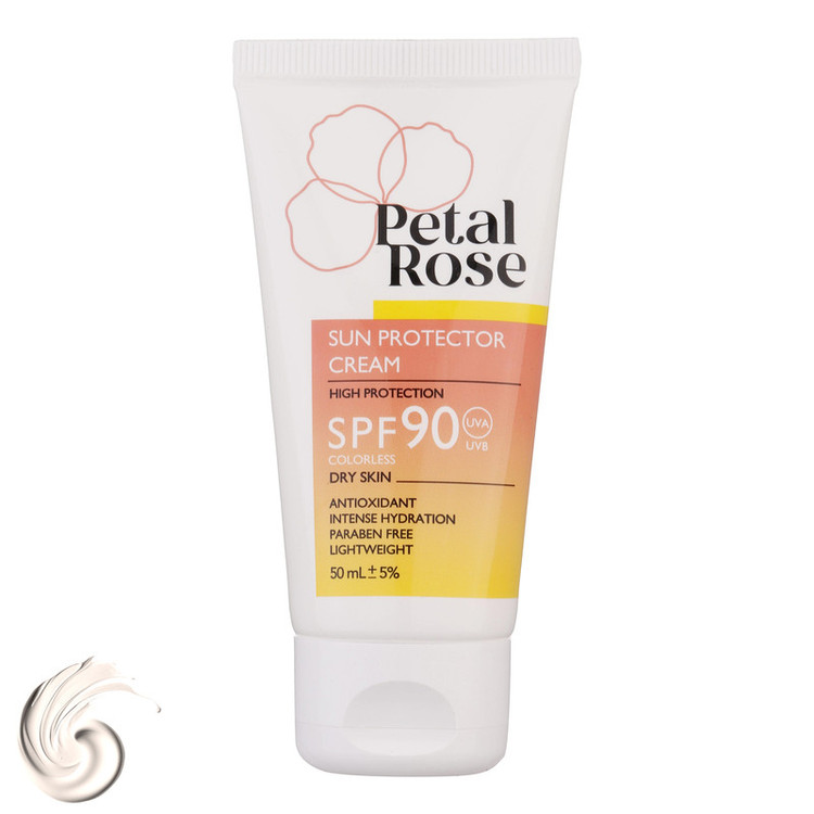 ضدآفتاب بیرنگ SPF90 پتال رز مدل High Protection مناسب پوست خشک، حجم 50 میلیلیتر