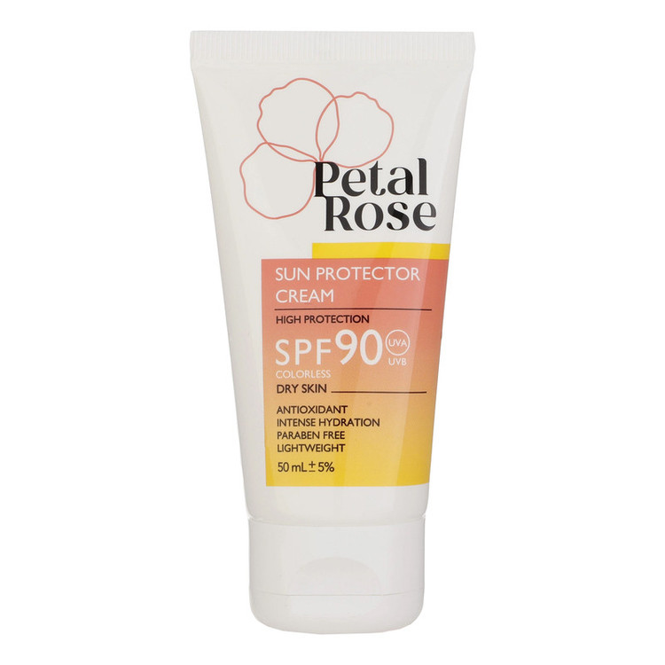 ضدآفتاب بیرنگ SPF90 پتال رز مدل High Protection مناسب پوست خشک، حجم 50 میلیلیتر