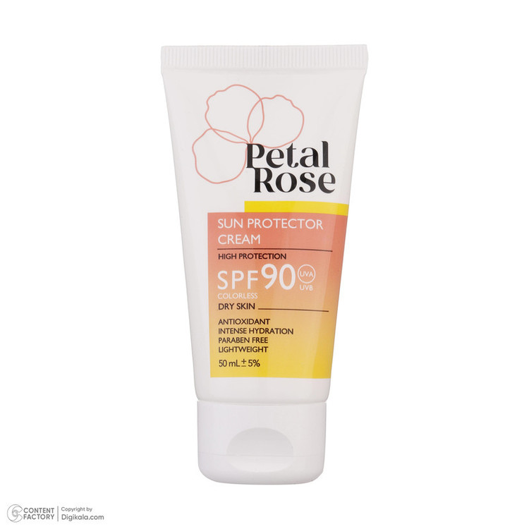 ضدآفتاب بیرنگ SPF90 پتال رز مدل High Protection مناسب پوست خشک، حجم 50 میلیلیتر
