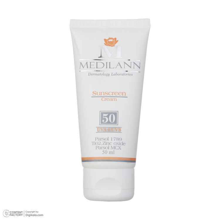 کرم ضد آفتاب رنگی مدیلن SPF 50 مدل Parsol MCX مناسب پوستهای خشک و معمولی حجم 50 میلیلیتر