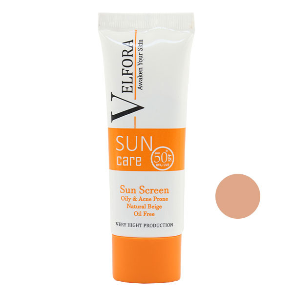 کرم ضد آفتاب رنگی ولفرا spf50 مدل 06 مناسب پوست های چرب و حساس وزن 40 گرم