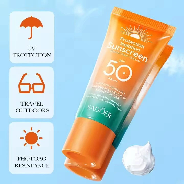 کرم ضد آفتاب بدون رنگ سادور SPF 50 مدل PI محافظ UVA ،UVB و PA+++، ضد حساسیت، ضد چروک و ضد پیری، مناسب انواع پوست وزن 50 گرم بسته 2 عددی