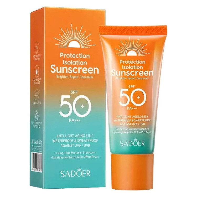 کرم ضد آفتاب بدون رنگ سادور SPF 50 مدل PI محافظ UVA ،UVB و PA+++، ضد حساسیت، ضد چروک و ضد پیری، مناسب انواع پوست وزن 50 گرم بسته 2 عددی