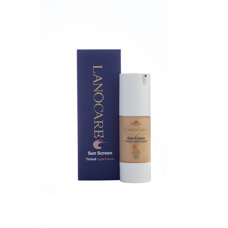 فلوئید ضد آفتاب رنگی لانوکر SPF50 مدل 012 محافظ UVB، UVA، بدون روغن، کنترل ترشح چربی پوست، مناسب پوست های چرب حجم 30 میلی لیتر