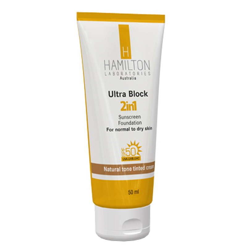 کرم ضد آفتاب رنگی 2 در 1 همیلتون مدل Natural Tone SPF50 حجم 50 میلی لیتر