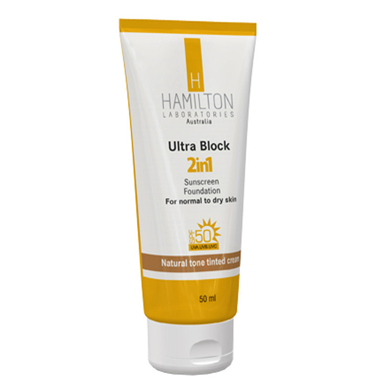 کرم ضد آفتاب رنگی 2 در 1 همیلتون مدل Natural Tone SPF50 حجم 50 میلی لیتر