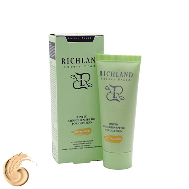 کرم ضد آفتاب رنگی صورت ریچلند SPF 50 ‌مدل 02 محافظ UVA و UVB مناسب برای پوست چرب حجم 40 میلی‌لیتر
