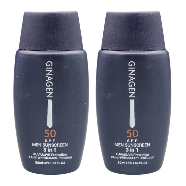 کرم ضد آفتاب بدون رنگ ژیناژن SPF 50 مدل 3in1 محافظ UVA ،UVB ضد حساسیت، ضد چروک و ضد پیری، مناسب انواع پوست حجم 50 میلیلیتر مجموعه دو عددی