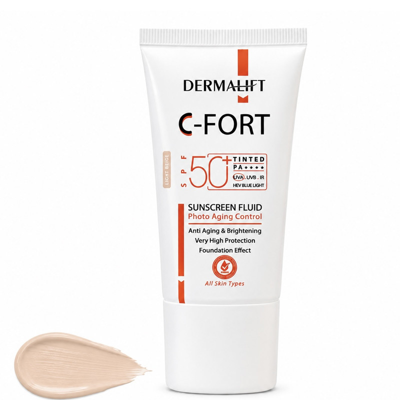 کرم ضدآفتاب رنگی صورت درمالیفت SPF50 مدلC-FORT محافظ PA++++،UVA،UVB مناسب برای انواع پوست حجم ۴۰ میلی لیتر