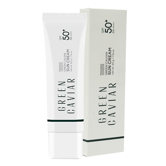 کرم ضد آفتاب بدون رنگ تن زیرو SPF 50 مدل Green Caviar مناسب انواع پوست حجم 50 میلیلیتر