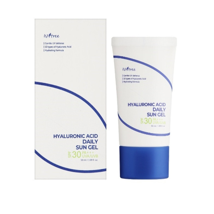کرم ضد آفتاب بی رنگ ایزنتری SPF 30 مدل هیالورونیک اسید محافظ UVA ،UVB، مرطوب کننده قوی، مناسب برای انواع پوست حجم 50 میلیلیتر
