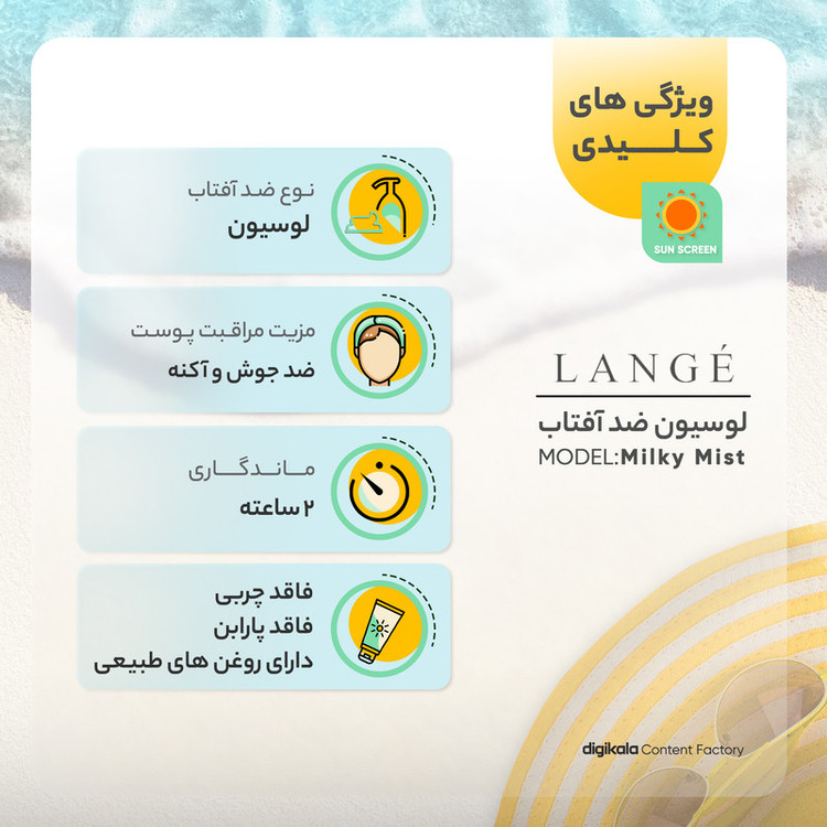 لوسیون ضدآفتاب بدون رنگ لانژه SPF30 مدل MilkyMist مناسب برای انواع پوست، حجم 125 میلیلیتر