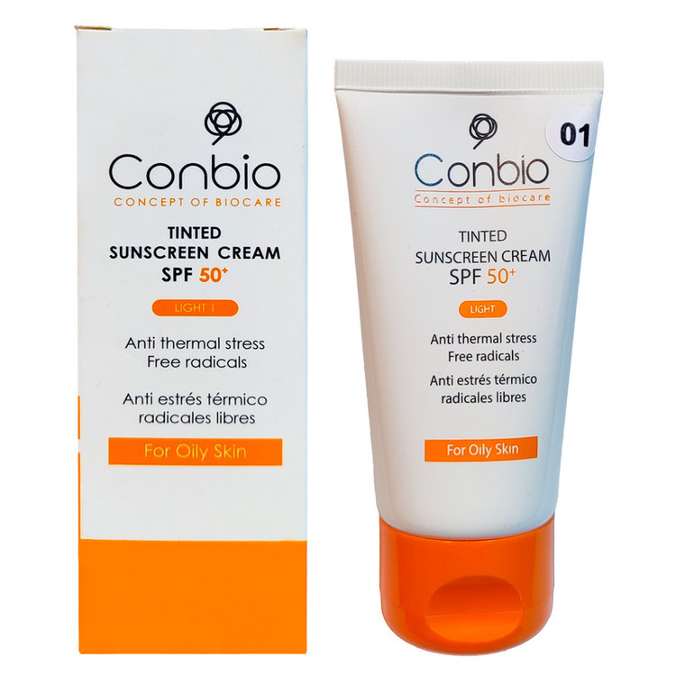 کرم ضد آفتاب رنگی کانبیو SPF 50 مدل L01 محافظ UVA،UVB مناسب برای پوستهای چرب حجم 50 میلیلیتر