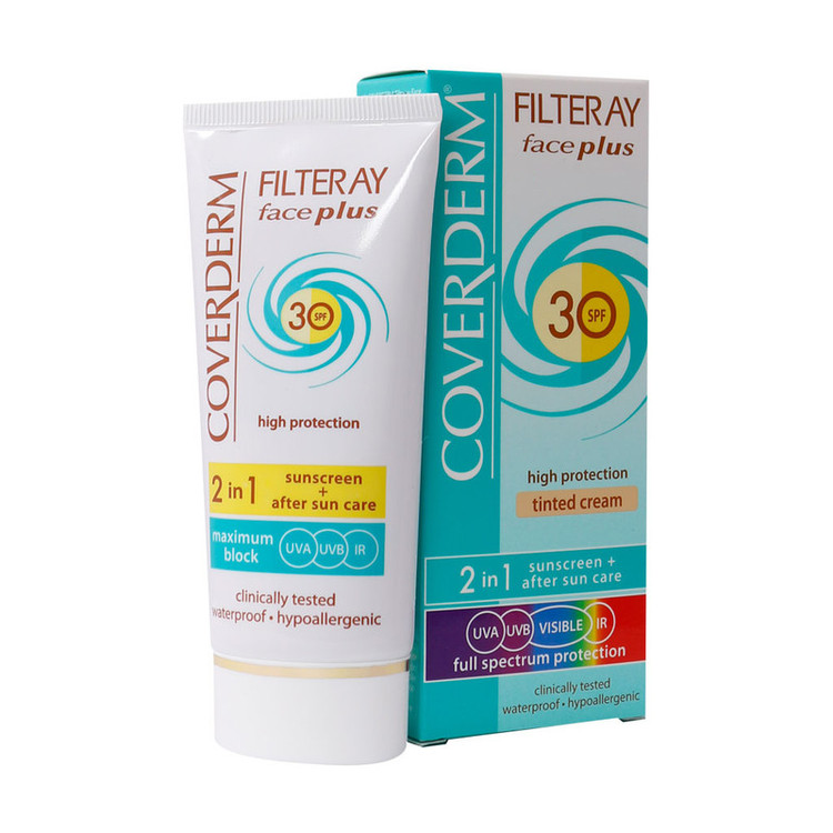 کرم ضد آفتاب رنگی کاوردرم SPF30 مدل plus normal مناسب پوست های معمولی حجم 50 میلی لیتر